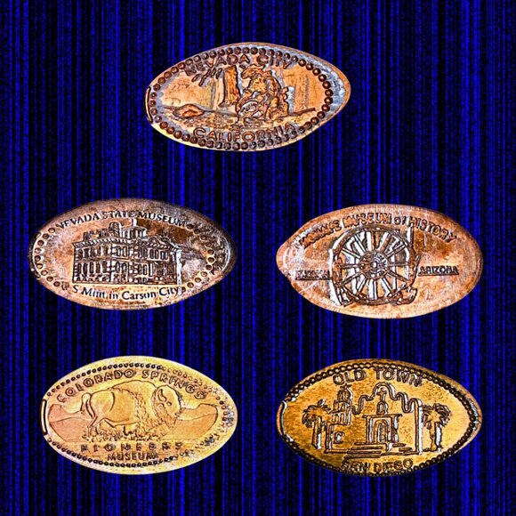 Souvenir Pressed Penny, Elongated Coin Collection Set Of 5 - Picture 2 of 2